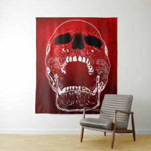 Tapiz Cráneo de gritos en rojo - cráneos