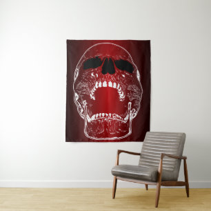 Tapiz Cráneo de gritos en rojo - cráneos