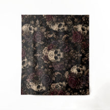 Cráneo gótico y patrón floral – Romántico vintage