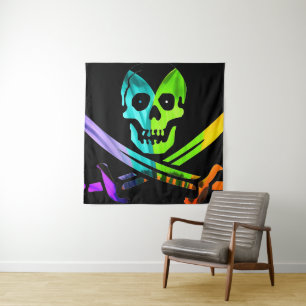 Tapiz Cráneo pirata arcoiris