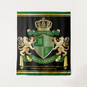 Tapiz Crea Tu Propio Escudo de Armas Emblema León Verde 