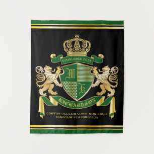 Tapiz Crea Tu Propio Escudo de Armas Emblema León Verde