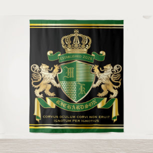 Tapiz Crea Tu Propio Escudo de Armas Emblema León Verde