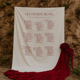 Tapiz Cream and Maroon Wedding Seating Chart Fabric