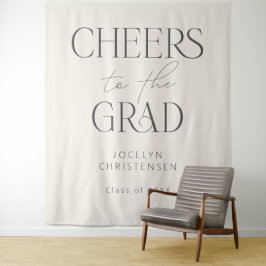 Tapiz Cream Gray Cheers to the Grad Photo Backdrop