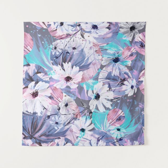 Tapiz Creative seamless watercolor pattern of plants, He (Anverso)