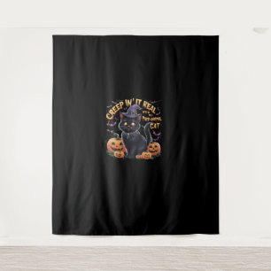 Tapiz Creepin' It Real_ Adorable Black Cat Halloween