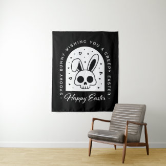 Tapiz Creepy Happy Easter bunny skull gothic aesthetic