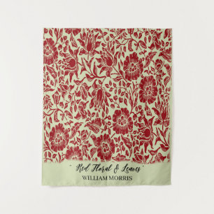 Tapiz Crema roja Verde azulada moderna hojas florales de