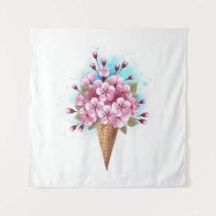 Tapiz Crema rosa de hielo Sakura Waffle Cone