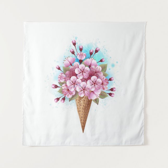 Tapiz Crema rosa de hielo Sakura Waffle Cone (Anverso)