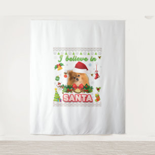 Tapiz Creo en Santa Perro Pomerania Navidad