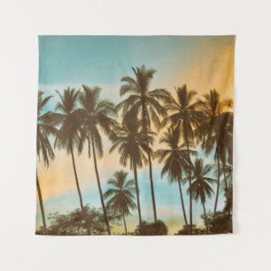 Tapiz Crepúsculo tropical: silueta de palma de coco