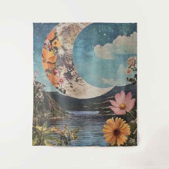 Tapiz Crescent Moon Over Serene Landscape (Anverso)