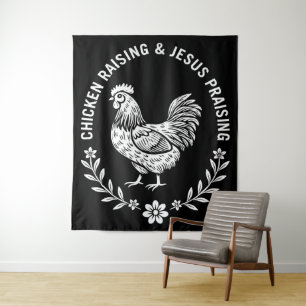 Tapiz Crianza de pollo y alabanzas a Jesús