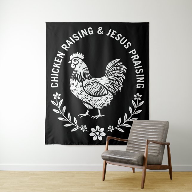 Tapiz Crianza de pollo y alabanzas a Jesús (In situ)
