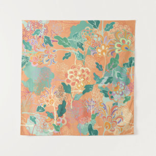 Tapiz Crisantemo chino: patrón naranja floral.