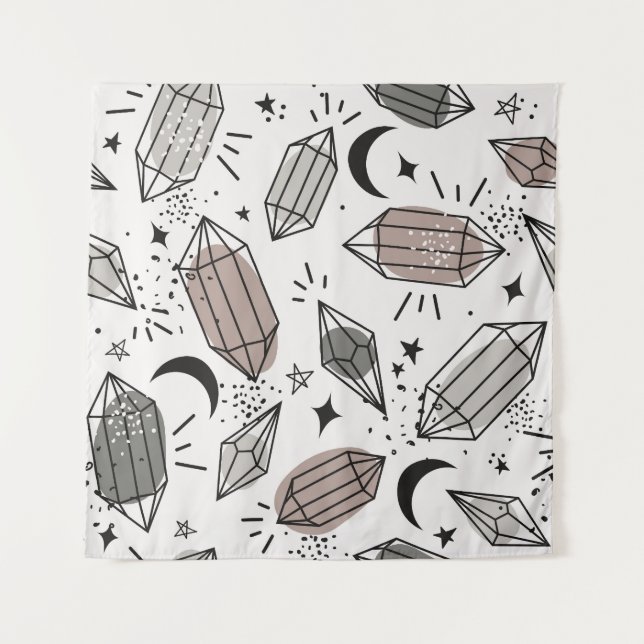 Tapiz Cristales, Luna, Estrellas, Diseño superficial. (Anverso)