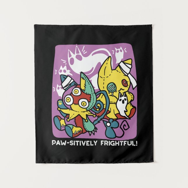 Tapiz Críticos gatos de Halloween: arte fascinante (Anverso)