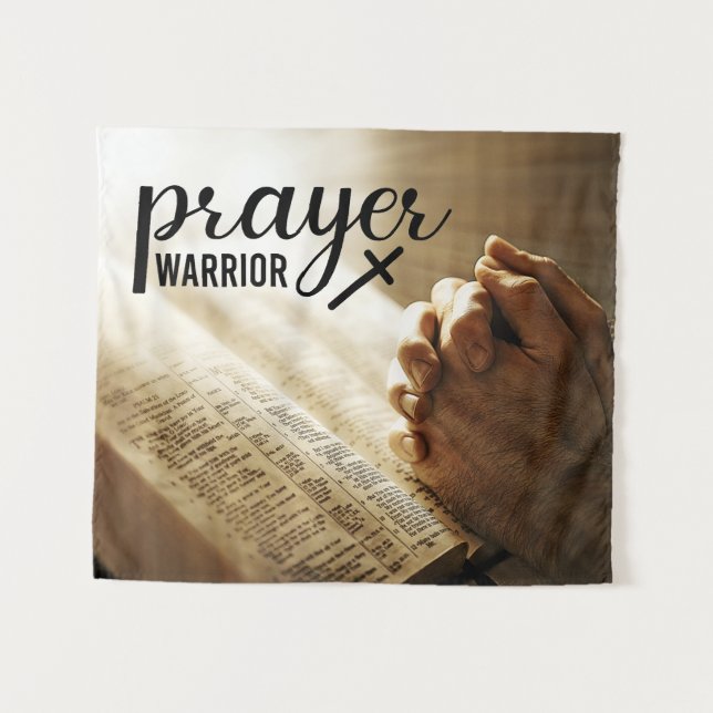 Tapiz Cruz Cristiana Bíblica Abierta de PRAYER WARRIOR (Anverso (horizontal))