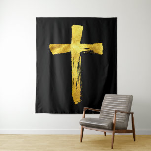 Tapiz Cruz de pincel de caligrafía - Crucifijo artístico