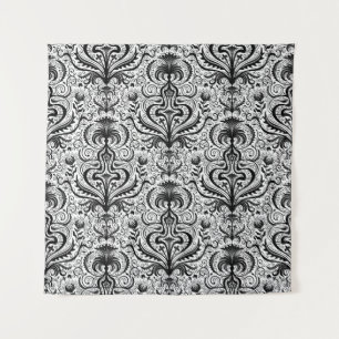 Tapiz Cuaderno floral de Damasco negro de lujo elaborado