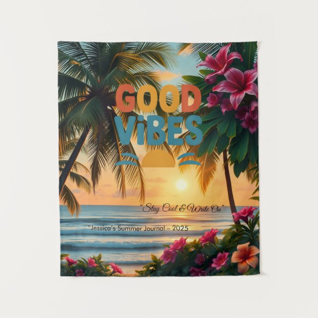 Tapiz Cuaderno tropical de ondas de verano (Anverso)
