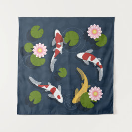 Tapiz Cuadrado del estanque de peces de Koi del japonés