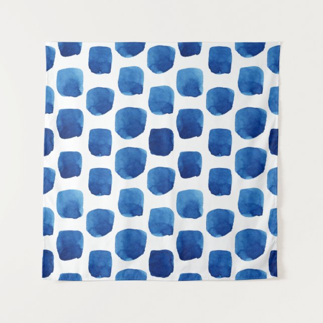 Tapiz Cuadrados azules, acuarela sin costura. (Anverso)