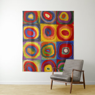 Tapiz Cuadrados con Círculos Concéntricos   Kandinsky  