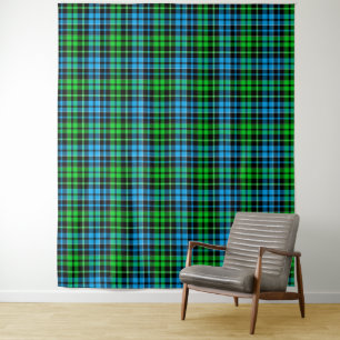 Tapiz Cuadro Escocés Azul y Verde Negro