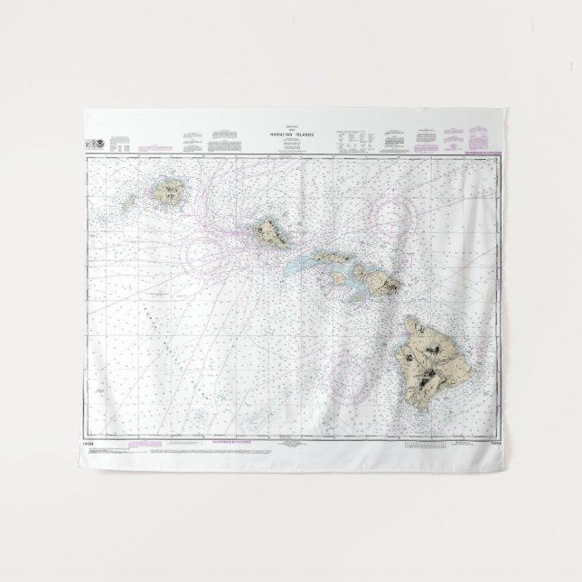 Tapiz Cuadro Náutico de las Islas Hawái 1904 (Anverso (horizontal))