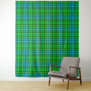 Tapiz Cuadros Escoceses Azules y Verdes Tartán Verde