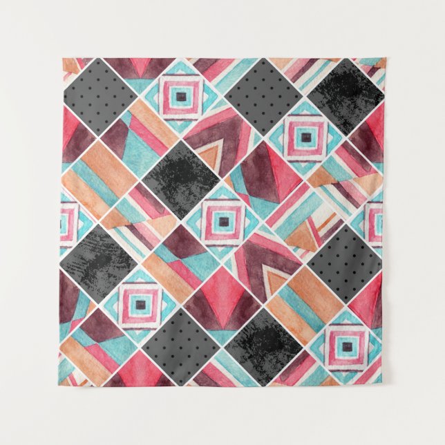 Tapiz Cuadros geométricos, acuarela (Anverso)