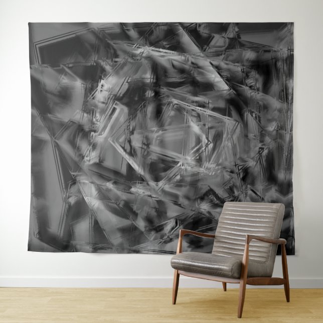 Tapiz Cuadros manchados de gris negro, 'trazos de pincel (In situ (horizontal))