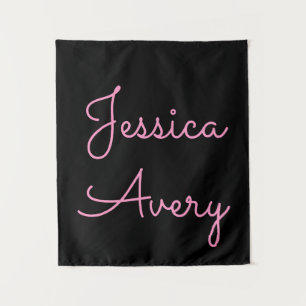Tapiz Cualquier nombre   Guay Editable Pink Script on Bl