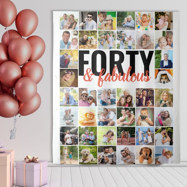 Tapiz Cuarenta y fabuloso cumpleaños de 40 Collages de f (Subido por el creador)