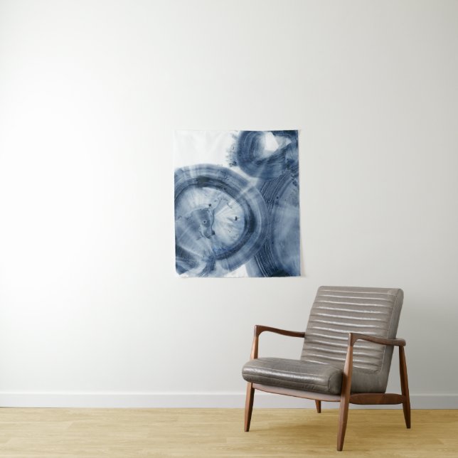 Tapiz Cuasares - círculos azules manchados de tinta (In situ)