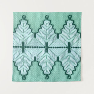 Tapiz Cubierta de hilados textiles retro, pulso gráfico.