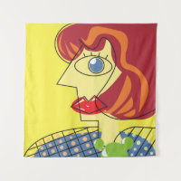 Cubismo colorido: arte retrato femenino.
