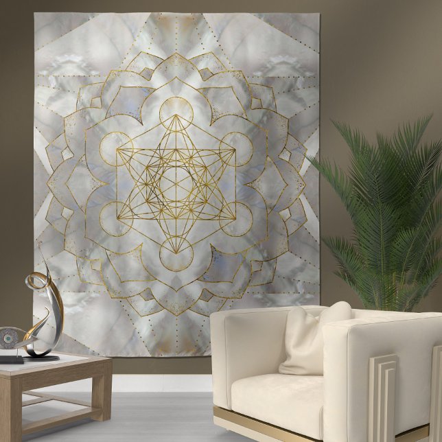 Tapiz Cubo de Metatrón en la geometría sagrada del loto (Subido por el creador)