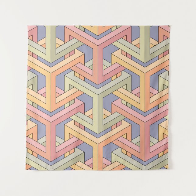 Tapiz Cubos 3D, Patrón De Ilusión Óptica. (Anverso)