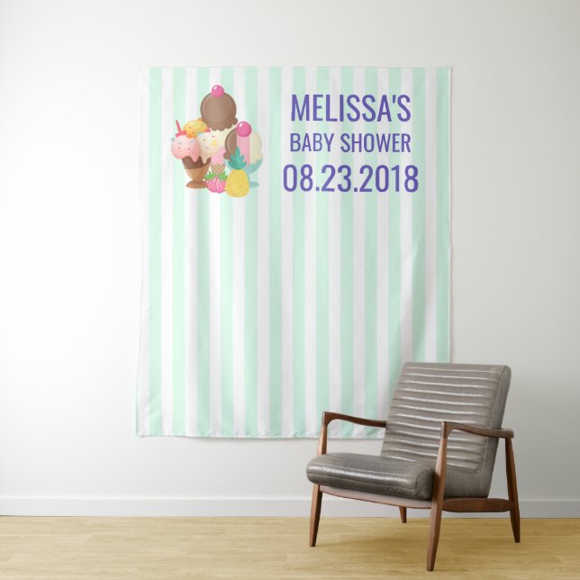 Tapiz Cucharadas de helado con sprinkles Baby Shower (In situ)