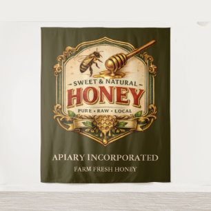 Tapiz Cucharilla de miel de abeja signo vintage señaliza
