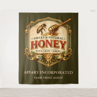 Tapiz Cucharilla de miel de abeja signo vintage señaliza