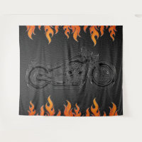 Cuero Negro Llamas Naranjas Fiesta Motociclista