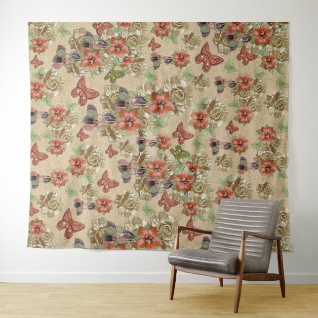 Tapiz Cuero rojo y arte de textura Ante (In situ (horizontal))