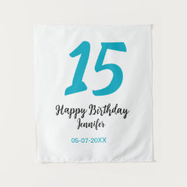 Tapiz cumpleaños 15 quiencenera agregar fecha año azul t