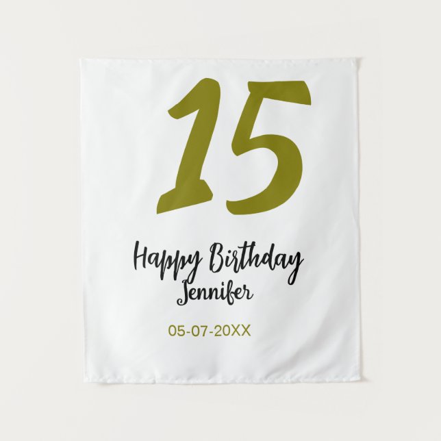 Tapiz cumpleaños 15 quiencenera agregar fecha año dorado (Anverso)
