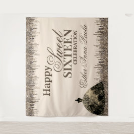 Tapiz Cumpleaños 16 Dulce Glam Glam Brown Brillante Drip